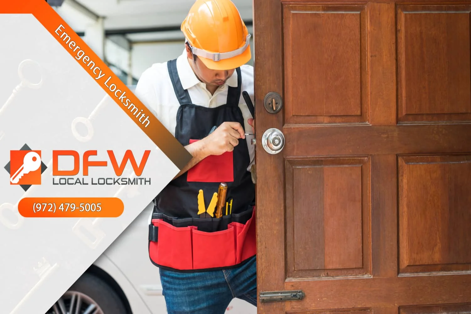Mobile locksmith installing a high-security lock system
